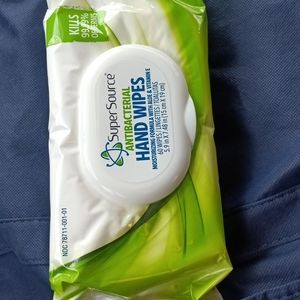 3 pks Super Source antibacterial hand wipes moisturizing, with aloe & vitamin e